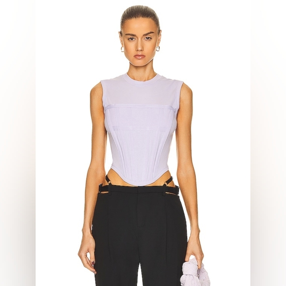16. NWOT DION LEE JERSEY RIB CORSET TANK IN AMYTHEST - Picture 1 of 8